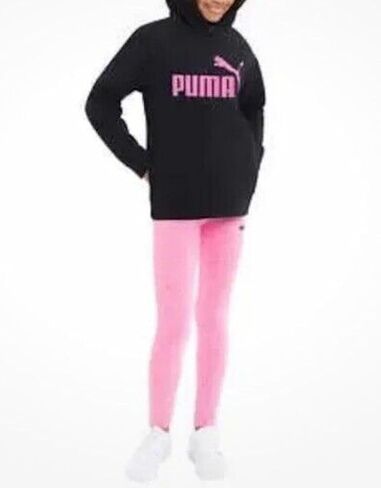 مجموعة ملابس بوما شابة 3 قطعة ملابس ، 1 تي شيرت ، 1 هوديي ، 1 Legging (أسود/وردي ، X-Small) in Saudi Arabia