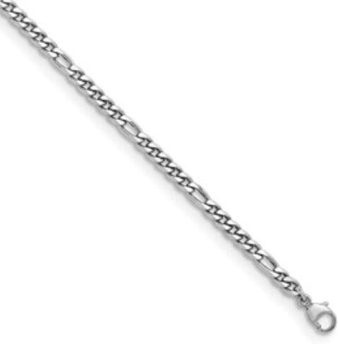 Diamond2Deal Platinum مصقول 3.2 ملم قلادة سلسلة فيجارو صلبة 16 "إلى 30" رجال المجوهرات ، 38.02 غرام in Saudi Arabia
