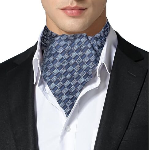 Made in Italy Men's 100% Silk Geometric Pattern Self Cravat Ascot Day Tie in Saudi Arabia