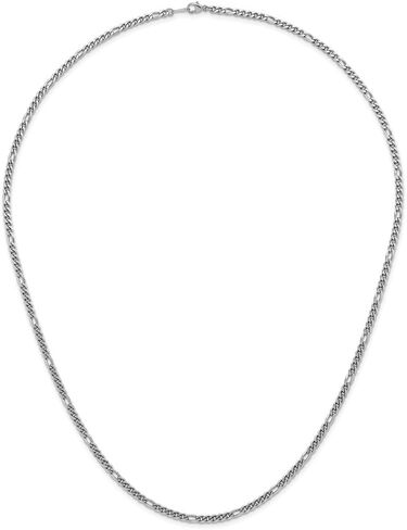 Diamond2Deal Platinum مصقول 3.2 ملم قلادة سلسلة فيجارو صلبة 16 "إلى 30" رجال المجوهرات ، 38.02 غرام in Kuwait