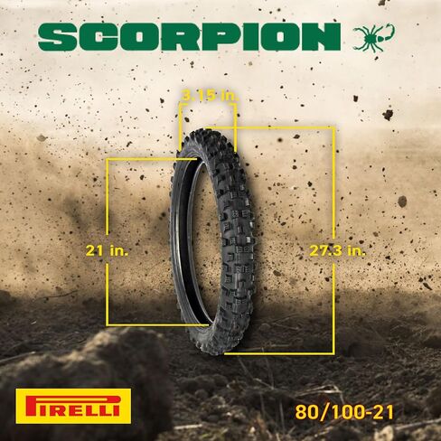Pirelli Scorpion MX32 Mid Soft Dirt Bike Front and Rear Set MotocrossTube Type Tire with Keychain (60/100-14 F 80/100-12 R) in Kuwait