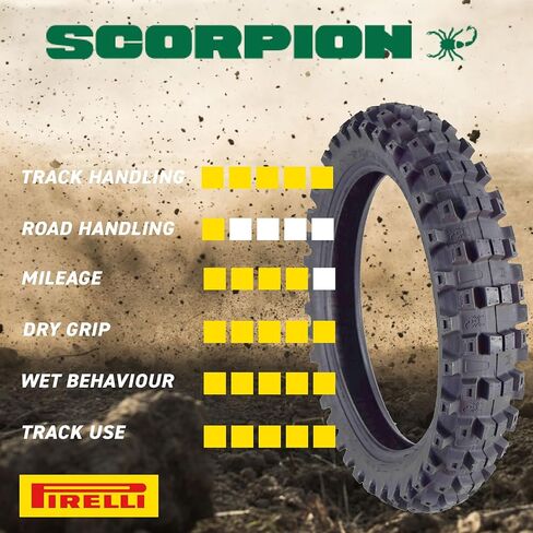 Pirelli Scorpion MX32 Mid Soft Dirt Bike Front and Rear Set MotocrossTube Type Tire with Keychain (60/100-14 F 80/100-12 R) in Kuwait