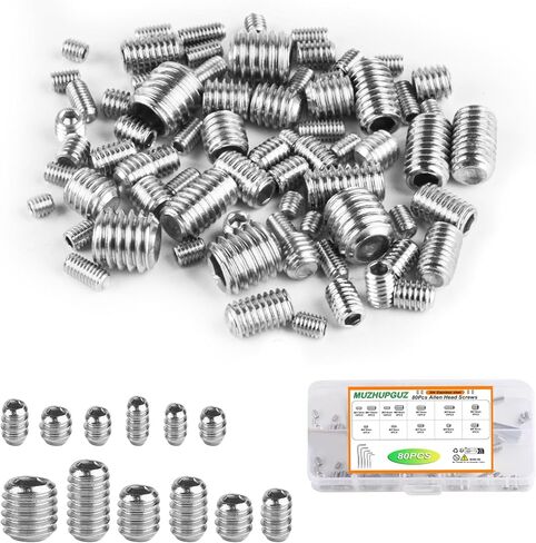 240 Pcs Allen Head Screws, Hex Socket Head Screws, Grub Screw Set, M3/M4/M5/M6/M8 Metric Stainless Steel Internal Hex Drive Cup-Point Screws Assortment Kit for Door Handles, Light Fixture Screws in Kuwait
