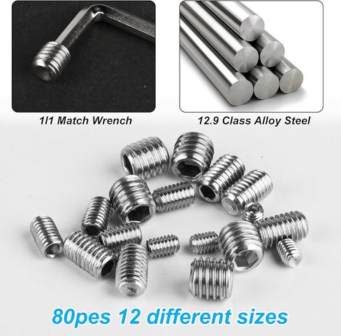 240 Pcs Allen Head Screws, Hex Socket Head Screws, Grub Screw Set, M3/M4/M5/M6/M8 Metric Stainless Steel Internal Hex Drive Cup-Point Screws Assortment Kit for Door Handles, Light Fixture Screws in Kuwait