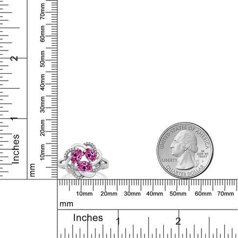 Gem Stone King Flower Blossom Gemstone Birthstone Ring in 925 Sterling Silver | 3-Stone Oval 6X4MM with Sparkling Accents | Wedding Anniversary Engagement Promise Ring for Women | Sizes 5-9 in Saudi Arabia