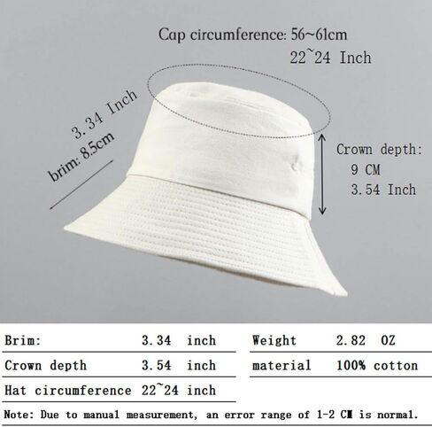 100% CottonFoldable Bucket Hat for Men Women,UPF 50+ Protection Sun Hat for Beach, Garden,Hiking,Suitable for All Seasons in Kuwait