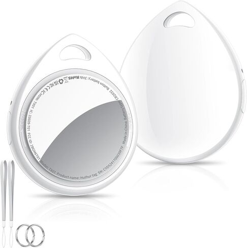 Air Tracker Tags-2 Pack, 5.3 Bluetooth Tracker Work with Apple Find My (iOS Only), 100dB Sound, Smart Tag with Keychain/Lanyard, Item Finder for Luggage/Key/Suitcase, Replaceable Battery, Light White in Saudi Arabia