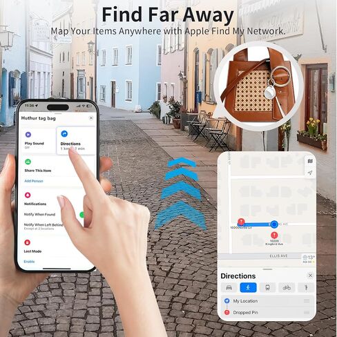 Air Tracker Tags-2 Pack, 5.3 Bluetooth Tracker Work with Apple Find My (iOS Only), 100dB Sound, Smart Tag with Keychain/Lanyard, Item Finder for Luggage/Key/Suitcase, Replaceable Battery, Light White in Saudi Arabia