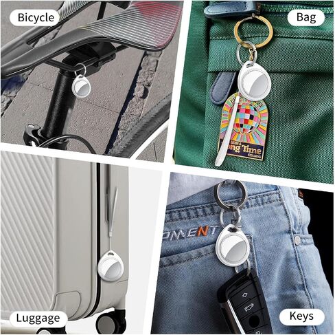 Air Tracker Tags-2 Pack, 5.3 Bluetooth Tracker Work with Apple Find My (iOS Only), 100dB Sound, Smart Tag with Keychain/Lanyard, Item Finder for Luggage/Key/Suitcase, Replaceable Battery, Light White in Saudi Arabia