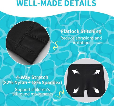 شورتات السباحة للبنات ، UPF 50+ حماية من أشعة الشمس جيوب مبطنة بالكامل على لوحة ناعمة سريعة الجفاف لمسبح الشاطئ in Kuwait