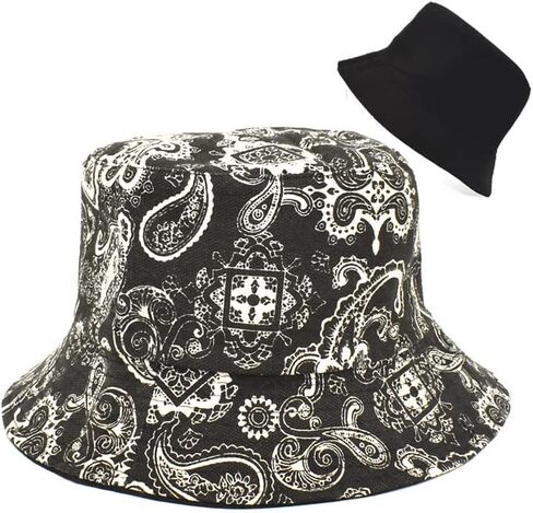 دلو قبعة دلو القطن على الجانب المزدوج قبعة الشمس القابلة للانعكاس للنساء الرجال ، العطلة الصيفية السفر الشاطئ قبعة الصياد القابلة للتعبئة in Kuwait