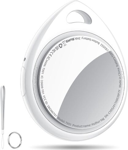 Air Tracker Tags-2 Pack, 5.3 Bluetooth Tracker Work with Apple Find My (iOS Only), 100dB Sound, Smart Tag with Keychain/Lanyard, Item Finder for Luggage/Key/Suitcase, Replaceable Battery, Light White in Saudi Arabia