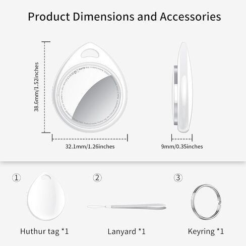Air Tracker Tags-2 Pack, 5.3 Bluetooth Tracker Work with Apple Find My (iOS Only), 100dB Sound, Smart Tag with Keychain/Lanyard, Item Finder for Luggage/Key/Suitcase, Replaceable Battery, Light White in Saudi Arabia