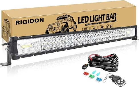 RIGIDON 32 Inch 405W LED Light Bar with Wire Harness Strobe Switch Remote Control, Triple Row Flood Spot Combo 40500LM Driving Boat Off-road LED Work Light for ATV UTV Truck Roof Bumper in Kuwait
