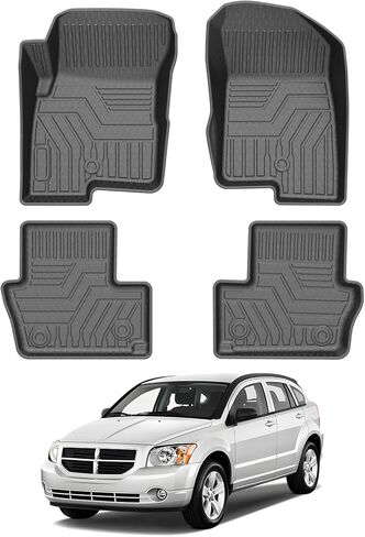 Mixsuper Floor Mats Compatible with 2007-2012 Dodge Caliber / 2007-2017 Jeep Patriot/Compass (Old Body Style) All Weather Floor Liners 1st & 2nd Row Set Black in Kuwait