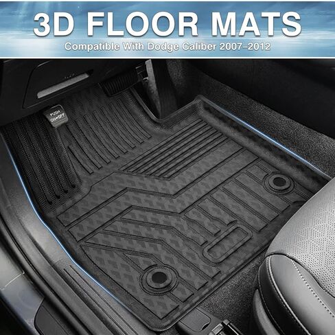 Mixsuper Floor Mats Compatible with 2007-2012 Dodge Caliber / 2007-2017 Jeep Patriot/Compass (Old Body Style) All Weather Floor Liners 1st & 2nd Row Set Black in Kuwait