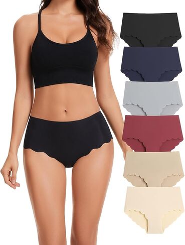 ملابس داخلية عالية الخصر من Caterlove للسيدات غير الملحومة لا توجد سراويل داخلية موجة محب محب تغطية كاملة التغطية بيكيني 6 in Kuwait