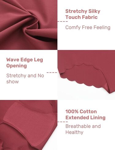 ملابس داخلية عالية الخصر من Caterlove للسيدات غير الملحومة لا توجد سراويل داخلية موجة محب محب تغطية كاملة التغطية بيكيني 6 in Kuwait