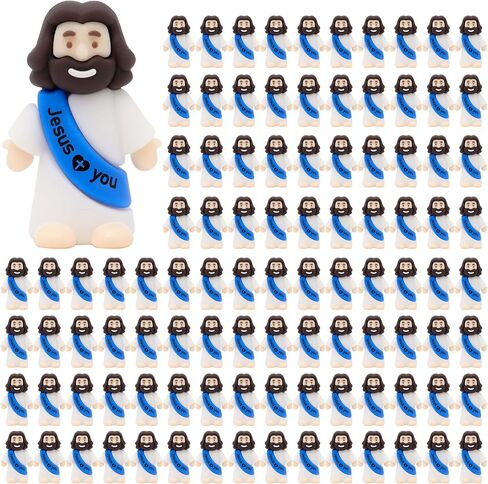 YuDanae Mini Jesus Figures Rubber Jesus Figurines Toys in Bulk Religious Party Favors Sunday School Craft Baptism Gifts for Easter Egg Stuffers in Kuwait