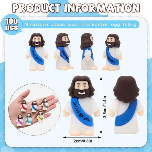YuDanae Mini Jesus Figures Rubber Jesus Figurines Toys in Bulk Religious Party Favors Sunday School Craft Baptism Gifts for Easter Egg Stuffers in Kuwait