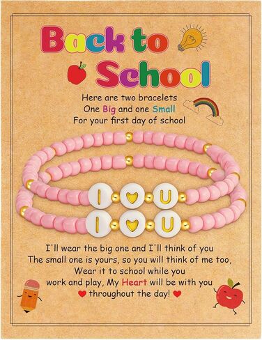 Back to School Gifts, First Day of School Kindergarten Preschool Bracelet Mommy and Me Matching Bracelet Gifts for Mom and Daughter Girls in Kuwait