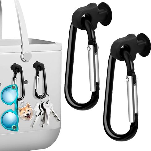 2pcs Key Holder for Bogg Bag, Hooks Set Accessories Compatible for Bogg Bag,Insert Carabiner Key Chain Holder Charms, Compatible for Small & Large Beach Bags-White in Saudi Arabia