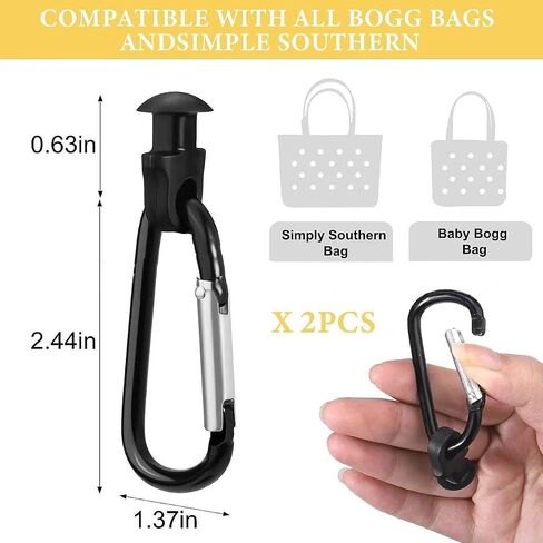 2pcs Key Holder for Bogg Bag, Hooks Set Accessories Compatible for Bogg Bag,Insert Carabiner Key Chain Holder Charms, Compatible for Small & Large Beach Bags-White in Saudi Arabia