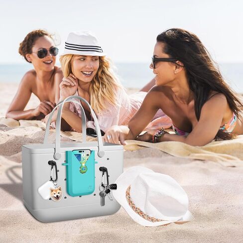 2pcs Key Holder for Bogg Bag, Hooks Set Accessories Compatible for Bogg Bag,Insert Carabiner Key Chain Holder Charms, Compatible for Small & Large Beach Bags-White in Saudi Arabia