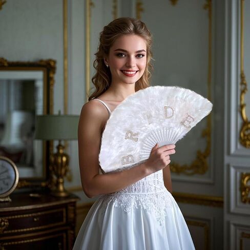 Baotongle White Feather Fan Fan Renaissance Rave Hand Hand Fay Faer for Party Clothing Assories and Party Decorations in Saudi Arabia
