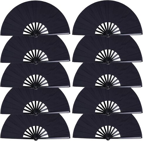Jwshang Boots on the Ground Hand Fan Coll Collable Proving Fans ، مشجعي Clack للرقص على الخط ، مروحة زخرفية محمولة محمولة للرقص ، Kung Fu ، حفل زفاف ، حفلة (أسود ، 10pcs-13 بوصة) in Kuwait