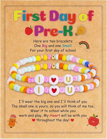 Back to School Gifts, First Day of School Kindergarten Preschool Bracelet Mommy and Me Matching Bracelet Gifts for Mom and Daughter Girls in Kuwait