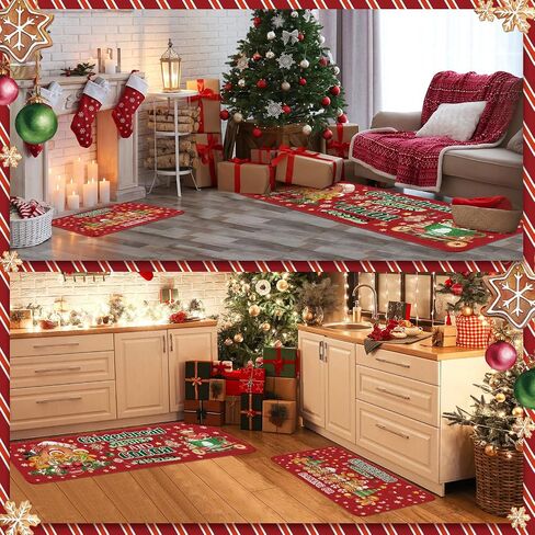 Ceenna 2 PCS السجاد المطبخ الشتوي والحصير مجموعة الثلج دعها الثلج رنة العطلة الحوض الأرضية حصيرة المطبخ الحمام الحمام in Saudi Arabia
