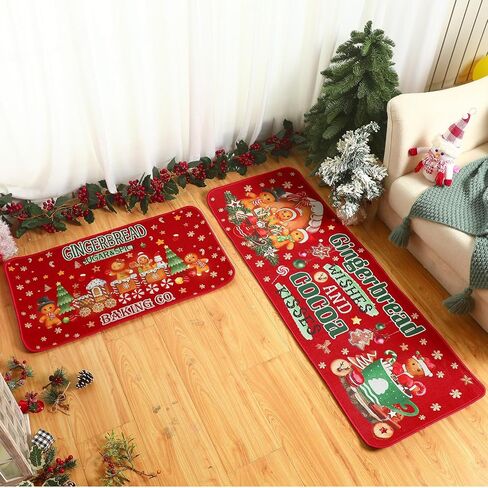 Ceenna 2 PCS السجاد المطبخ الشتوي والحصير مجموعة الثلج دعها الثلج رنة العطلة الحوض الأرضية حصيرة المطبخ الحمام الحمام in Saudi Arabia