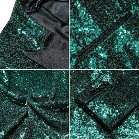 Barry.Wang Mens Sequins Blazer Sparkle Dress Suit Jacket Cocktails Shiny Metallic Disco Dance Party Tuxedo Homecoming in Saudi Arabia