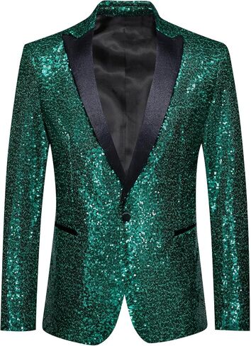 Barry.Wang Mens Sequins Blazer Sparkle Dress Suit Jacket Cocktails Shiny Metallic Disco Dance Party Tuxedo Homecoming in Saudi Arabia