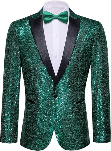 Barry.Wang Mens Sequins Blazer Sparkle Dress Suit Jacket Cocktails Shiny Metallic Disco Dance Party Tuxedo Homecoming in Saudi Arabia