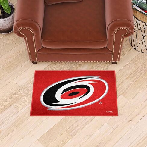 سجادة FANMATS 10528 Carolina Hurricanes Hockey Puck - 27 بوصة. القطر، تصميم قرص الهوكي، سجادة مميزة لمشجعي الرياضة in Saudi Arabia