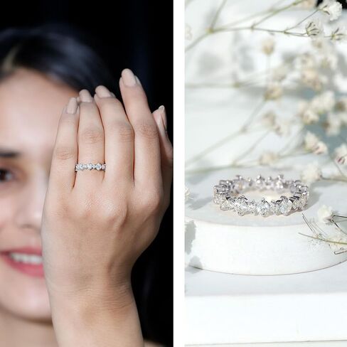 خاتم الأبدية المعتمدة من Moissanite للنساء ، D-VS1 جودة ، خاتم الذكرى السنوية (جاهزة للهدية) in Saudi Arabia
