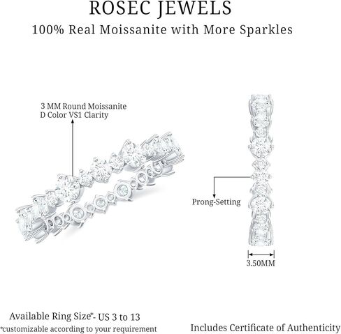 خاتم الأبدية المعتمدة من Moissanite للنساء ، D-VS1 جودة ، خاتم الذكرى السنوية (جاهزة للهدية) in Saudi Arabia