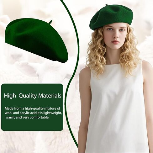 Wool Beret Hats,French Breathable Solid Color Artist Painter Beanie Beret Hat for Women Men All Seasons in Saudi Arabia