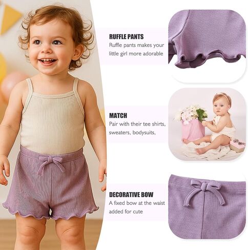 SOBOWO Toddler Girl Shorts Ribbed 3 Pack Baby Girls Solid Soft Elastic Waist Casual Playing Shorts Summer Short Pants in Saudi Arabia