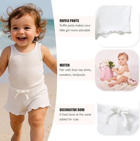 SOBOWO Toddler Girl Shorts Ribbed 3 Pack Baby Girls Solid Soft Elastic Waist Casual Playing Shorts Summer Short Pants in Saudi Arabia