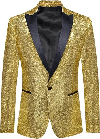 Barry.Wang Mens Sequins Blazer Sparkle Dress Suit Jacket Cocktails Shiny Metallic Disco Dance Party Tuxedo Homecoming in Saudi Arabia