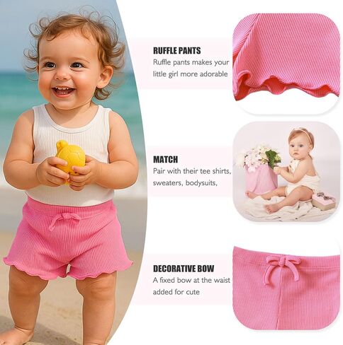 SOBOWO Toddler Girl Shorts Ribbed 3 Pack Baby Girls Solid Soft Elastic Waist Casual Playing Shorts Summer Short Pants in Saudi Arabia