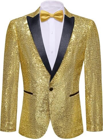 Barry.Wang Mens Sequins Blazer Sparkle Dress Suit Jacket Cocktails Shiny Metallic Disco Dance Party Tuxedo Homecoming in Saudi Arabia