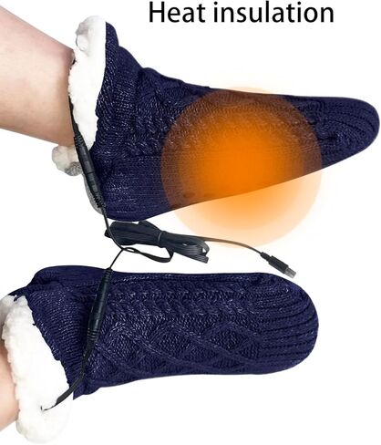 Womens USB Heated Fleece Fuzzy Socks Thermal Winter Feet Heating Pad Cozy Foot Warmer Christmas House Slipper Socks in Saudi Arabia