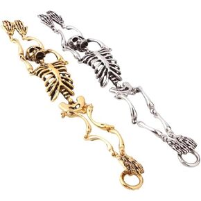 Gold Silver Skeleton Skull Bracelet | Unique Halloween Punk Gothic Jewelry | Gift for Him | Unisex Accessories | Titanium Steel Metal in Kuwait