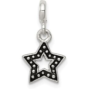 JewelryWeb 925 Sterling Silver Polished Enameled Star Enhancer Charm 20x10mm Wide Pendant Necklace for Women in Saudi Arabia