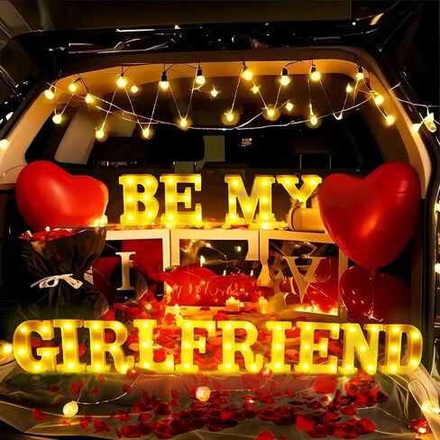 تشمل رسائل Quieres Ser Mi Novia Lights التي تقترح مجموعة الزخارف 14 حرفًا مصباحًا LED و 1000 بتلات وردية in Saudi Arabia