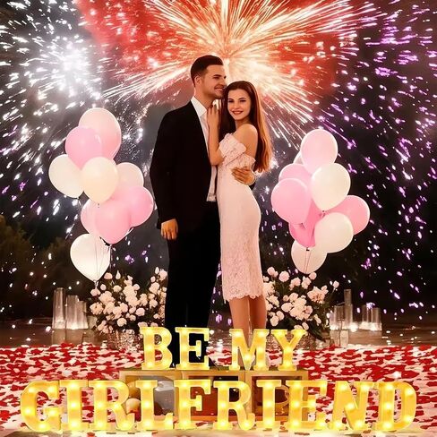 تشمل رسائل Quieres Ser Mi Novia Lights التي تقترح مجموعة الزخارف 14 حرفًا مصباحًا LED و 1000 بتلات وردية in Saudi Arabia